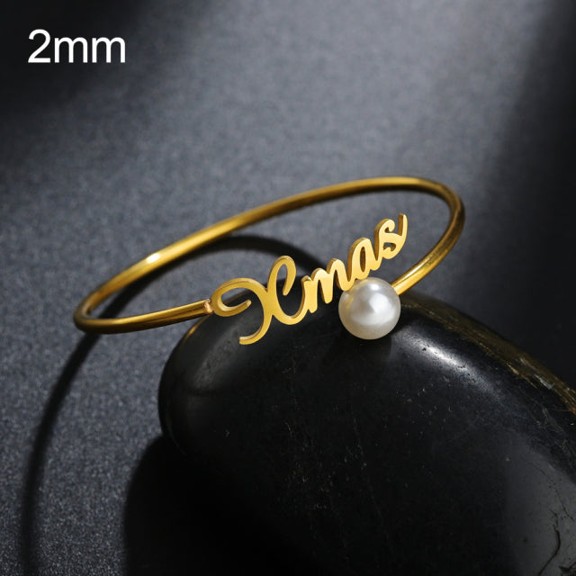 Bracelet Personnalisé En Acier Inoxydable Plaque Signalétique Lettres Coeur