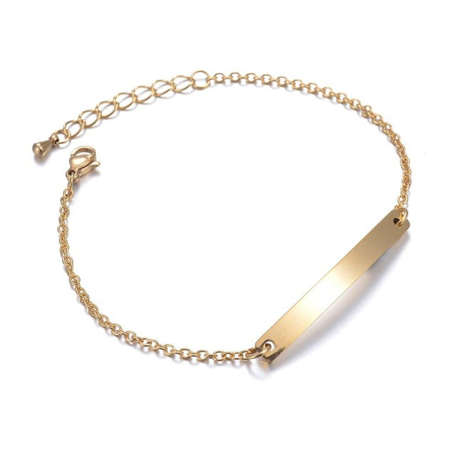 Bracelet Personnalisé En Acier Inoxydable Plaque Signalétique Lettres Coeur
