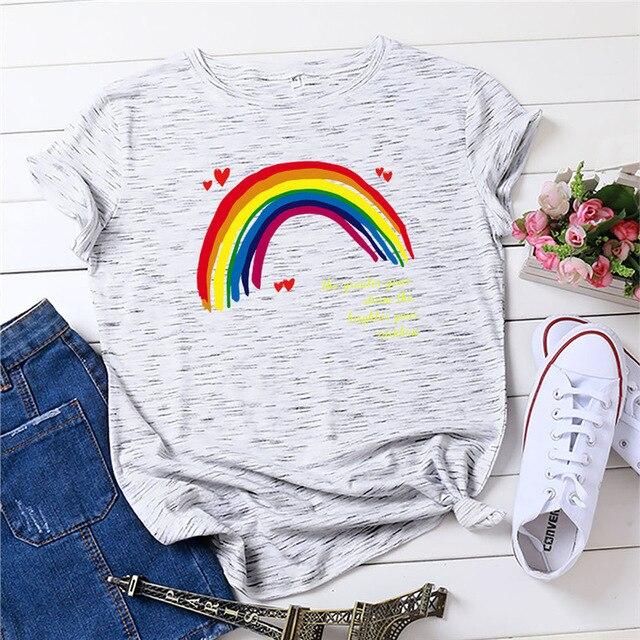 T-shirt Arc en ciel à manches courtes col rond femmes T-shirt femmes t-shirt 100% coton été