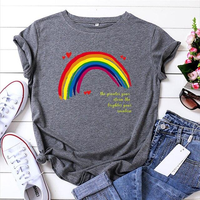 T-shirt Arc en ciel à manches courtes col rond femmes T-shirt femmes t-shirt 100% coton été