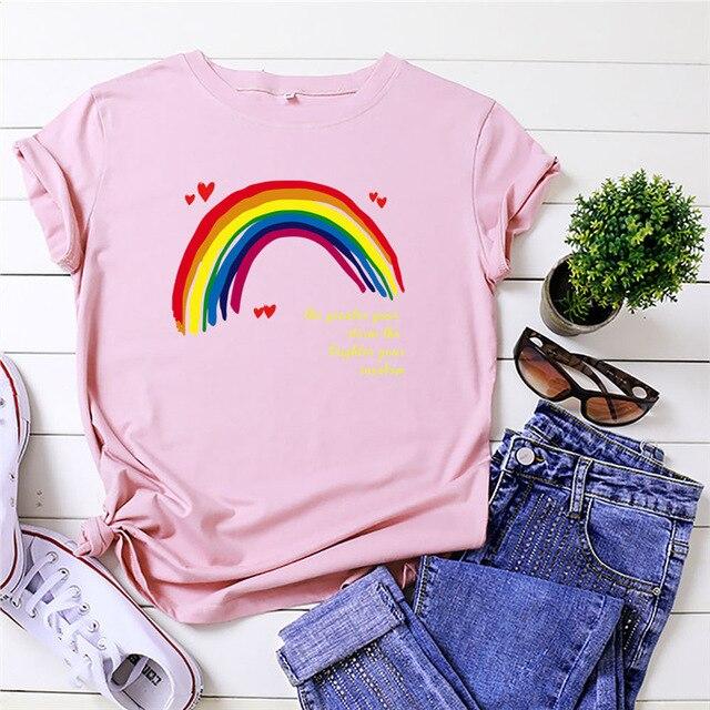 T-shirt Arc en ciel à manches courtes col rond femmes T-shirt femmes t-shirt 100% coton été