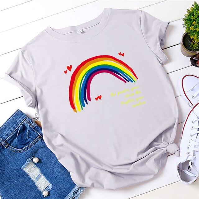 T-shirt Arc en ciel à manches courtes col rond femmes T-shirt femmes t-shirt 100% coton été