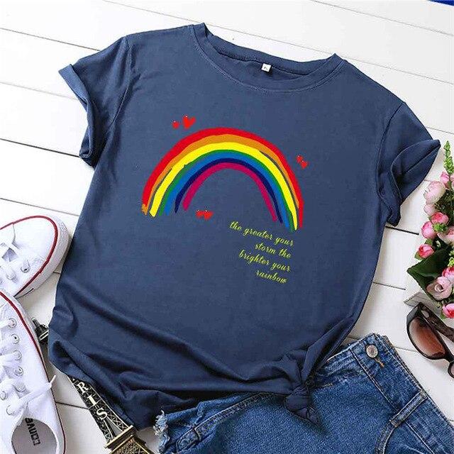 T-shirt Arc en ciel à manches courtes col rond femmes T-shirt femmes t-shirt 100% coton été