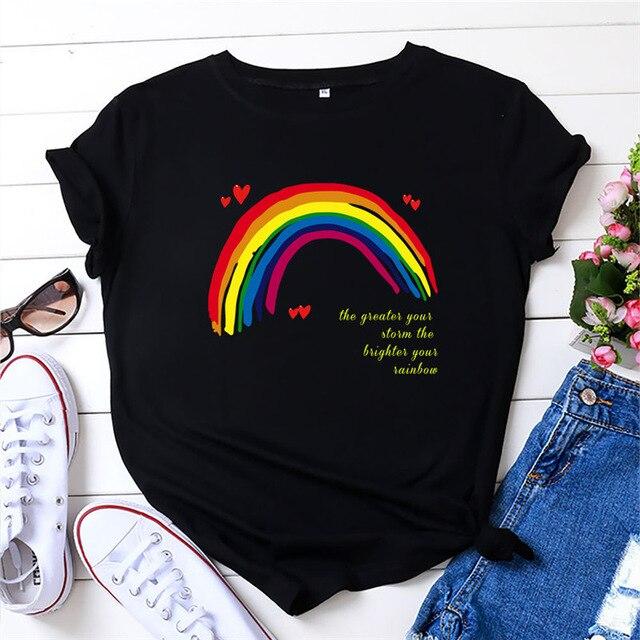T-shirt Arc en ciel à manches courtes col rond femmes T-shirt femmes t-shirt 100% coton été