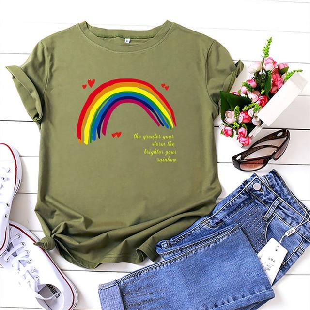 T-shirt Arc en ciel à manches courtes col rond femmes T-shirt femmes t-shirt 100% coton été