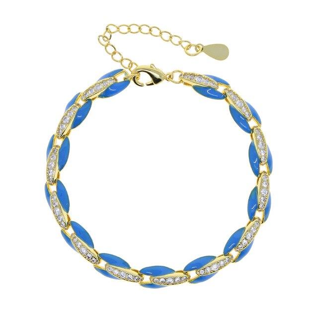 Bracelet Mode haute qualité pour femmes Arc en ciel coloré perlé et strass