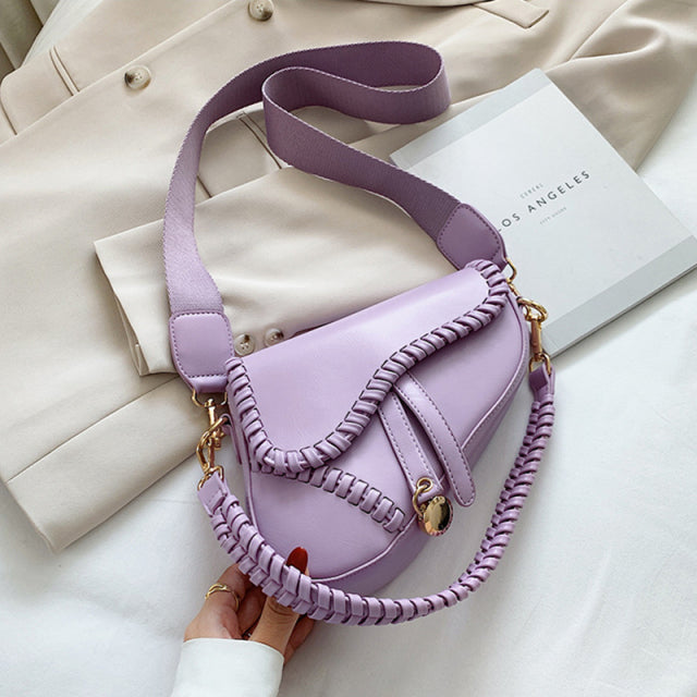 Sac à main Saddle se porte à l'épaule fermeture éclair cuir PU couleurs
