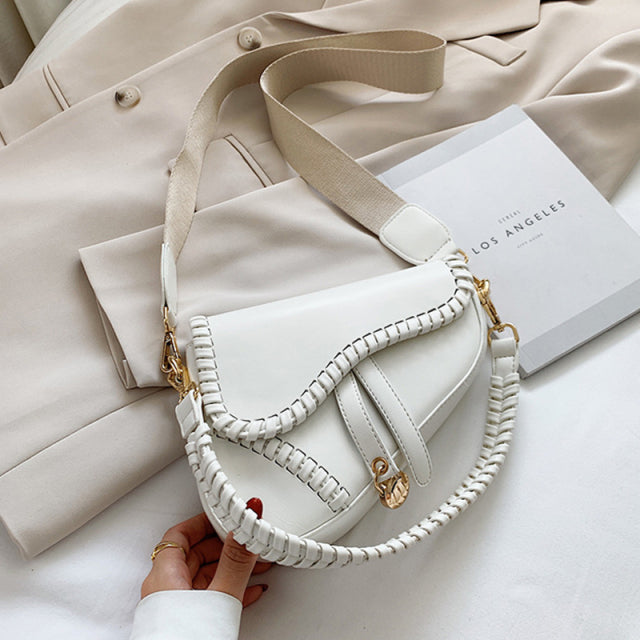 Sac à main Saddle se porte à l'épaule fermeture éclair cuir PU couleurs
