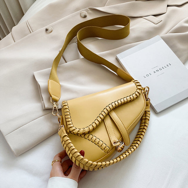 Sac à main Saddle se porte à l'épaule fermeture éclair cuir PU couleurs