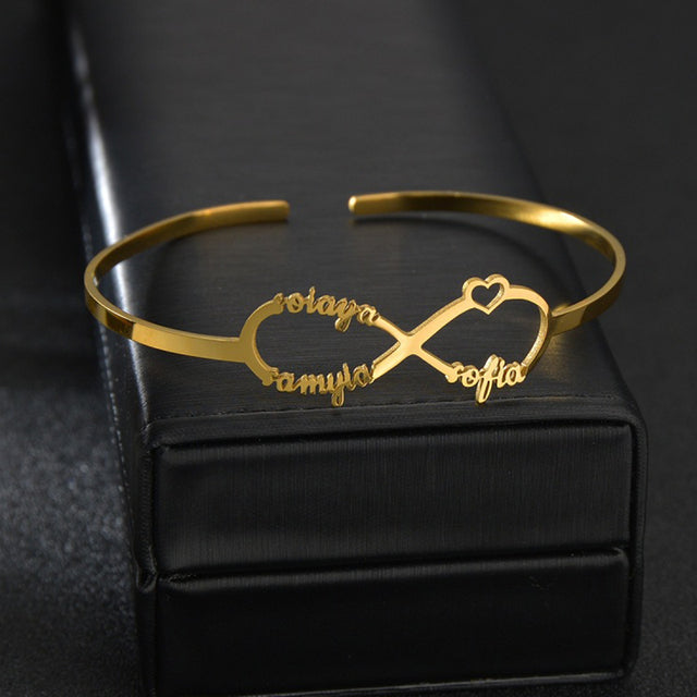 Bracelet Personnalisé En Acier Inoxydable Plaque Signalétique Lettres Coeur