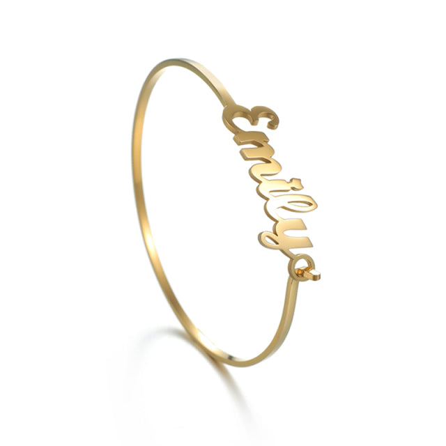 Bracelet Personnalisé En Acier Inoxydable Plaque Signalétique Lettres Coeur