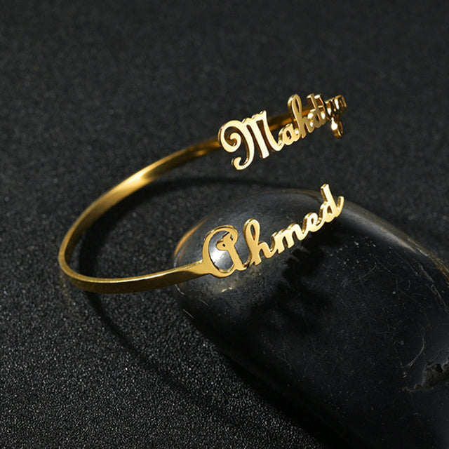 Bracelet Personnalisé En Acier Inoxydable Plaque Signalétique Lettres Coeur