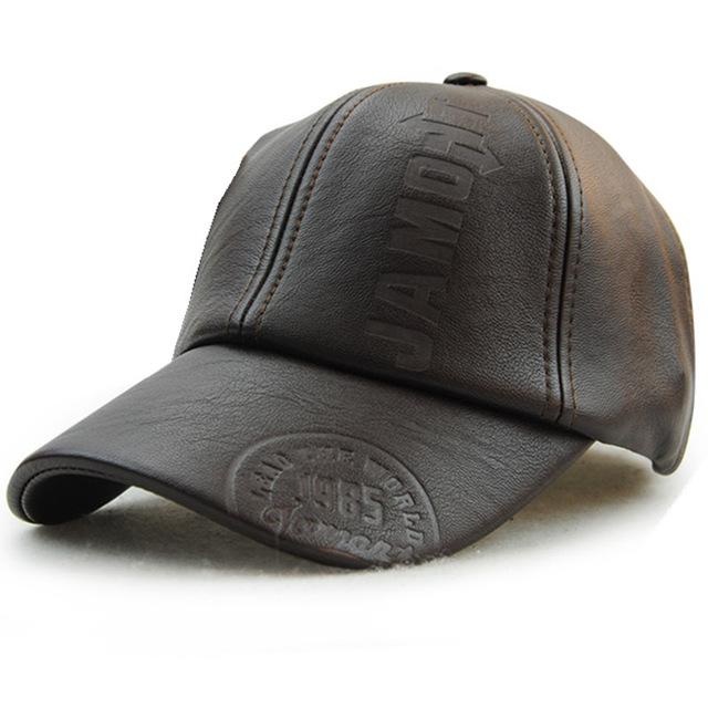 Casquette de haute qualité en cuir noir baseball pour homme ou femme