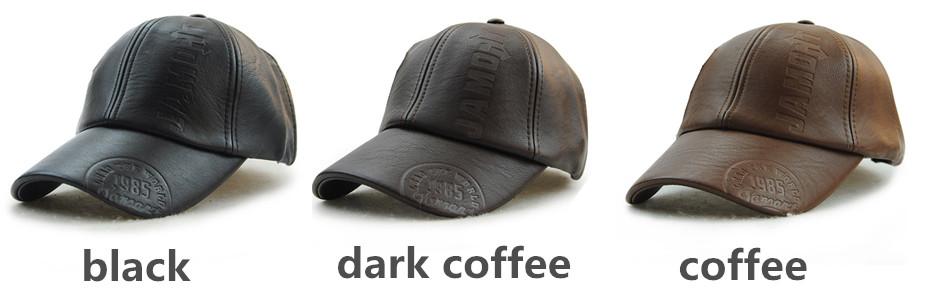 Casquette de haute qualité en cuir noir baseball pour homme ou femme