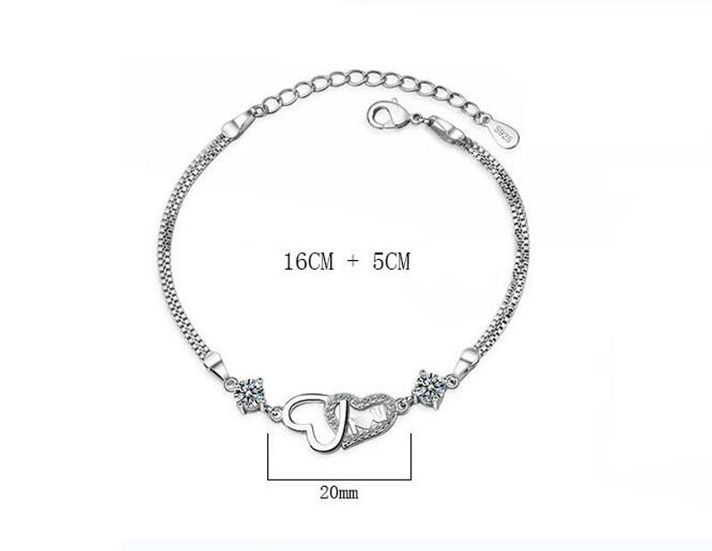 Bracelet Chaînette Mode Simple 925 Argent Blanc Zircon Amour Coeur pour ma chérie