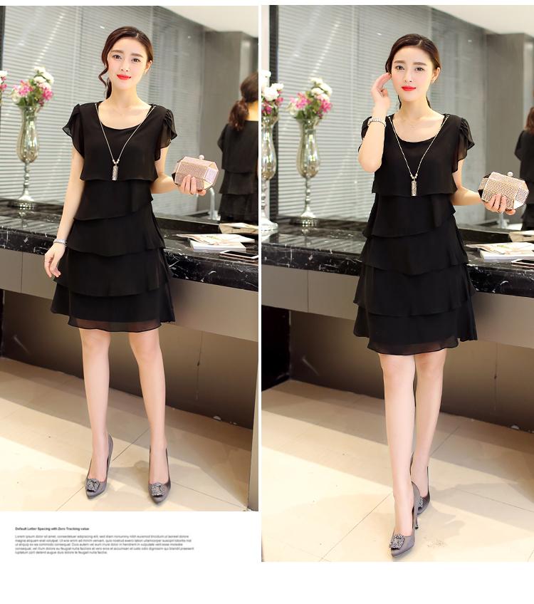 Robe été Élégante Femmes- En Mousseline de Soie-Robe de Cocktail Noir Rouge Rose