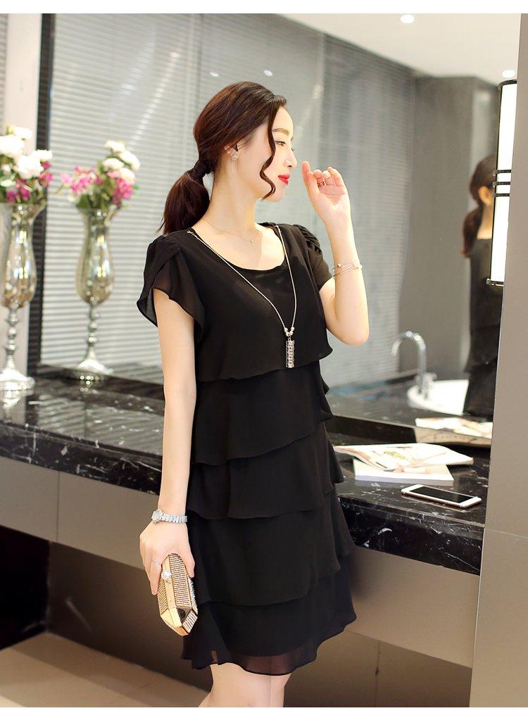 Robe été Élégante Femmes- En Mousseline de Soie-Robe de Cocktail Noir Rouge Rose