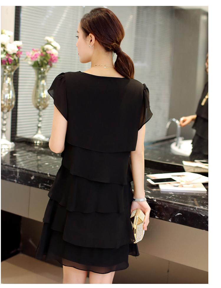 Robe été Élégante Femmes- En Mousseline de Soie-Robe de Cocktail Noir Rouge Rose