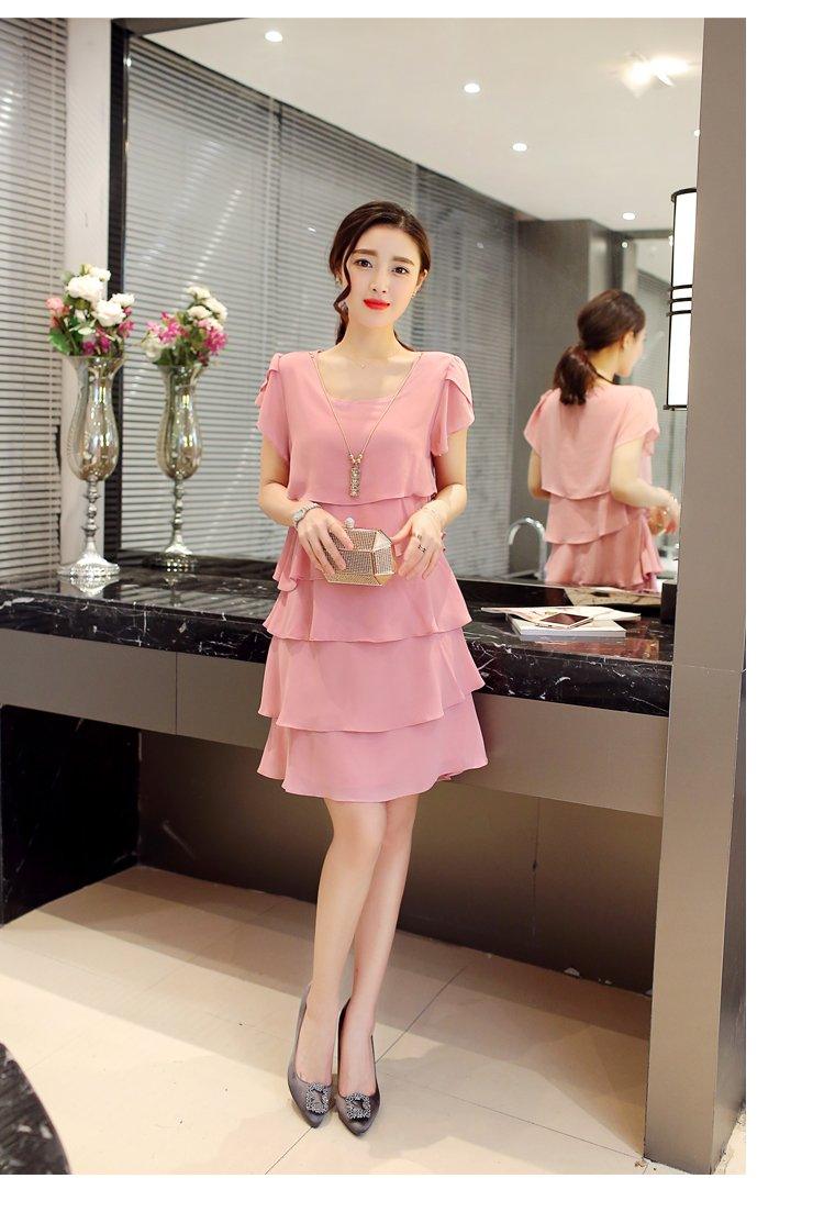 Robe été Élégante Femmes- En Mousseline de Soie-Robe de Cocktail Noir Rouge Rose