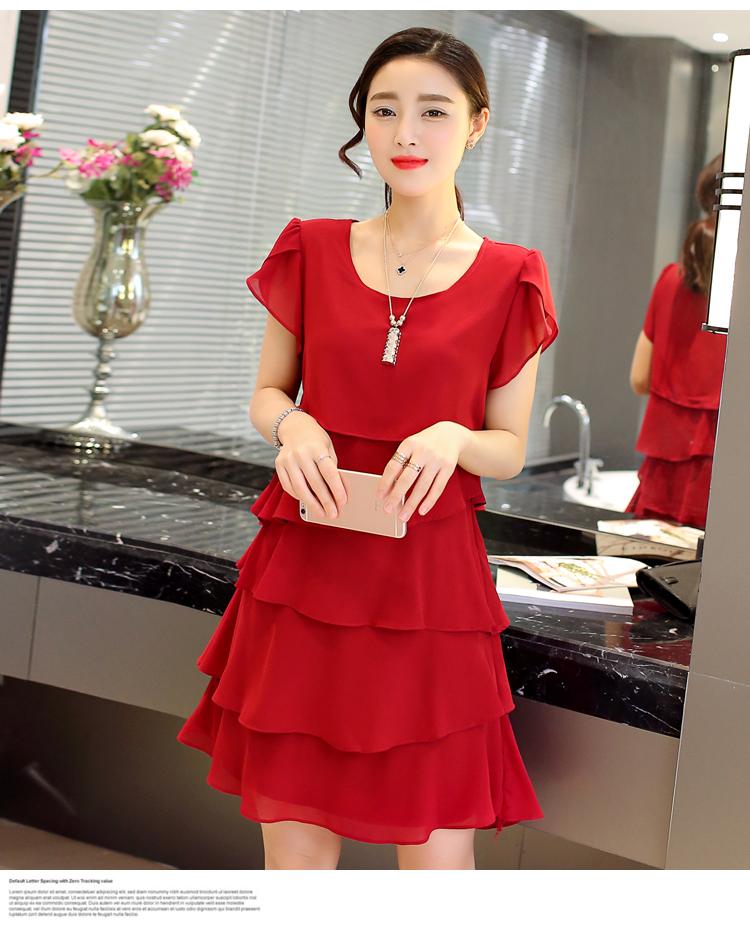Robe été Élégante Femmes- En Mousseline de Soie-Robe de Cocktail Noir Rouge Rose