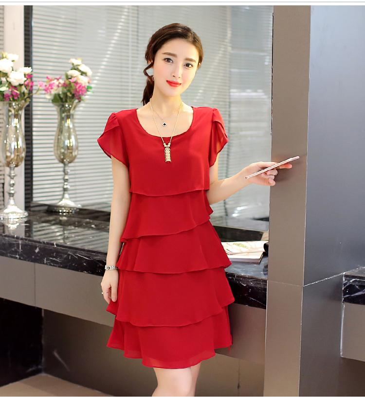 Robe été Élégante Femmes- En Mousseline de Soie-Robe de Cocktail Noir Rouge Rose