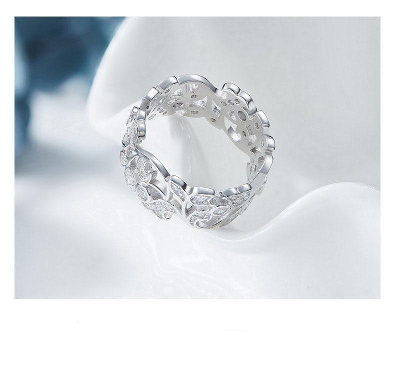Bague en Argent 925 Sterling pour Femmes Sculptée en Strass Luxe