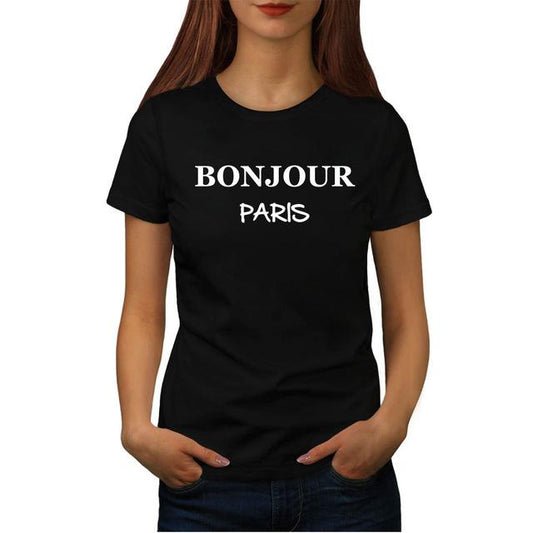 T-Shirt Slogan "Bonjour Paris" en coton