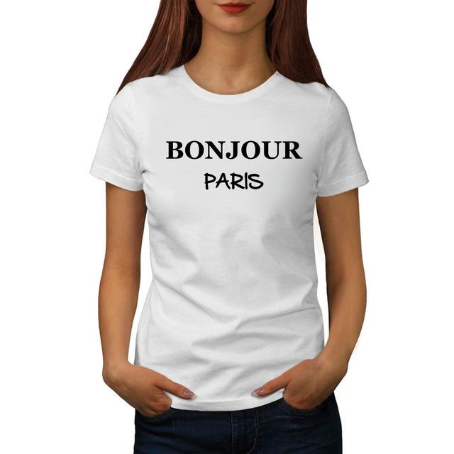 T-Shirt Slogan "Bonjour Paris" en coton
