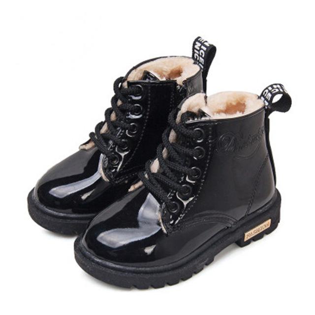 Chaussures Enfants Pull up En Cuir Étanche pour l'Hiver style doc Martens Filles & Garçons