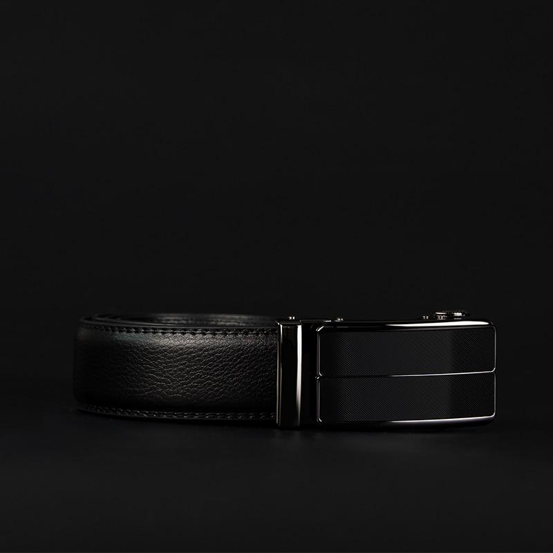 Ceinture en cuir véritable Homme nouvelle boucle de sangle automatique en alliage noir