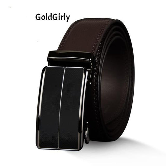 Ceinture en cuir véritable Homme nouvelle boucle de sangle automatique en alliage noir
