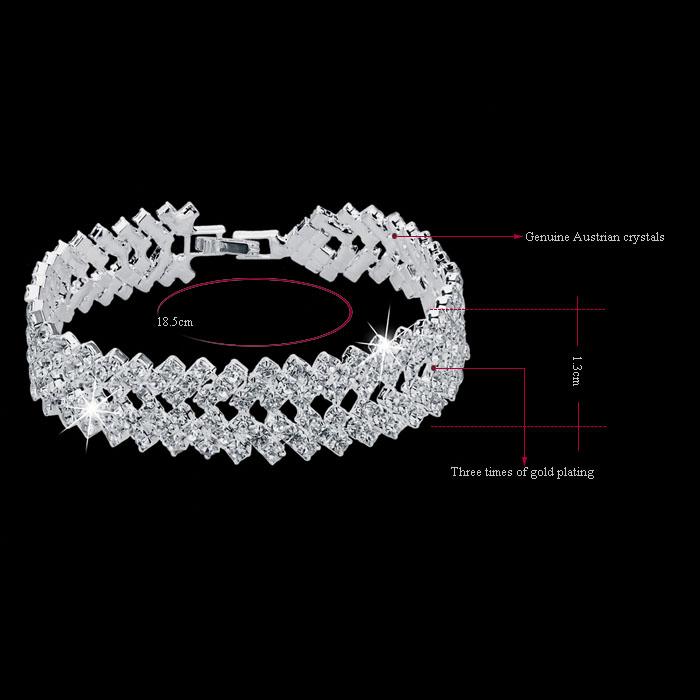 Bracelets Luxury Crystal couleur argent orné de swarowski