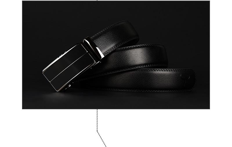Ceinture en cuir véritable Homme nouvelle boucle de sangle automatique en alliage noir