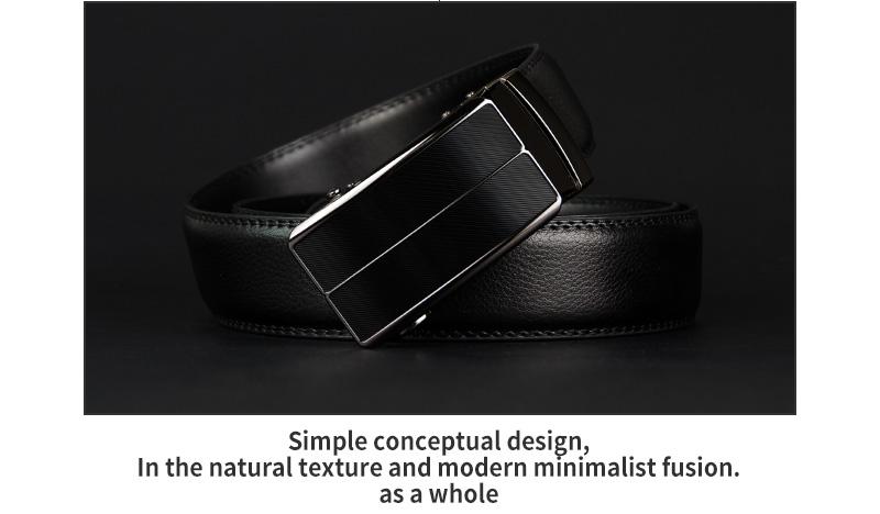 Ceinture en cuir véritable Homme nouvelle boucle de sangle automatique en alliage noir