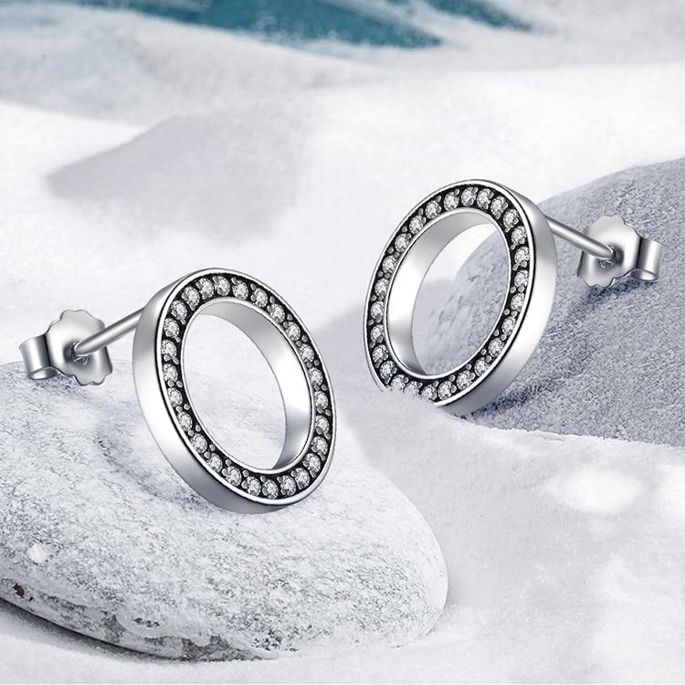 Boucles d'oreilles rondes en argent Sterling 925 pour femmes Idée cadeau