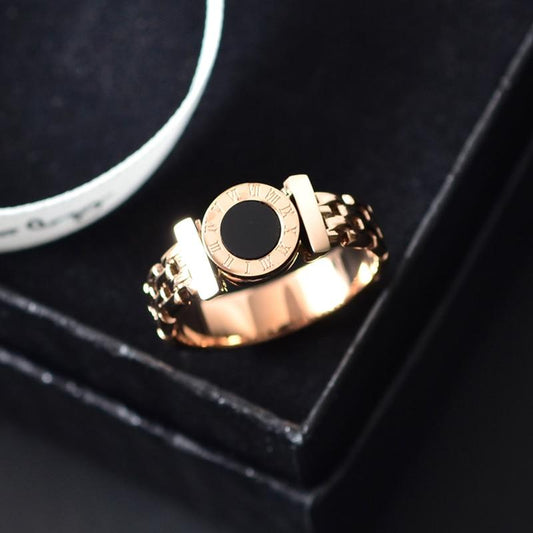 Bague acier & titane couleur or rose tendance et noir /style classique unisexe, taille 5 à 10 dispo