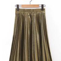 Jupe Longue Couleur Argent ou Or ll-match Slim Jupe Plissée
