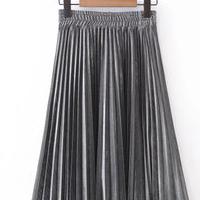Jupe Longue Couleur Argent ou Or ll-match Slim Jupe Plissée
