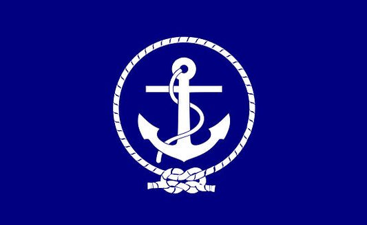 ancre blanche et cordage sur fond bleu roi