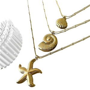 Collier d'été, pendentif en forme d'étoile de mer, coquille Saint-Jacques, escargot de mer pour femme, bijoux tendance, imperméables, idéal pour l'été, la plage ou les fêtes