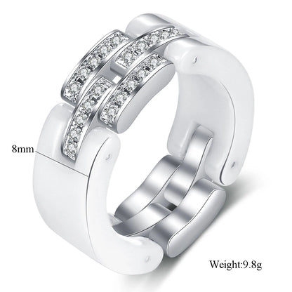 Bague Luxe en céramique noire ou blanche, bijoux L'éblouissante