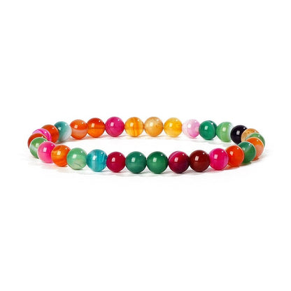 Bracelet Agates en pierre naturelle pour femmes  6mm Quartz Onyx perles Bracelet élastique Chakra guérison Reiki Yoga