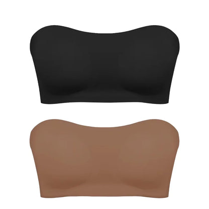 Soutien-gorge push-up sexy sans bretelles rembourré et amovible, sans coutures, en soie glacée, invisible, dos nu, antidérapant, épaules dénudées