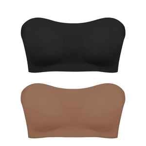 Soutien-gorge push-up sexy sans bretelles pour femme, rembourré et amovible, sans coutures, en soie glacée, invisible, dos nu, antidérapant, épaules dénudées
