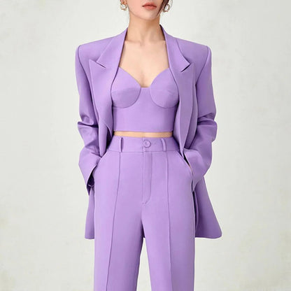 Ensemble Blazer, Pantalon crayon, Bustier, pour Femme, 3 Pièces, Sweet Couleurs