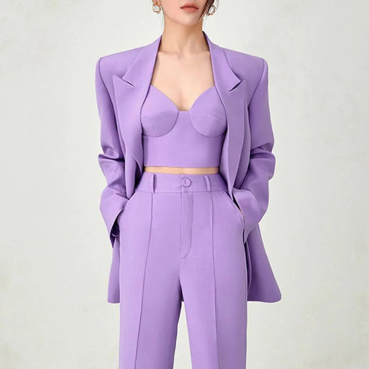 Ensemble Blazer, Pantalon crayon, Bustier, pour Femme, 3 Pièces, Sweet Couleurs