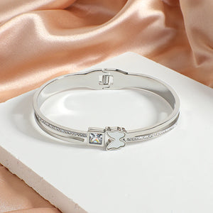 Bracelets tendance GoldGirly en acier inoxydable avec strass et zircone cubique pour femmes, couleur argent, bijoux