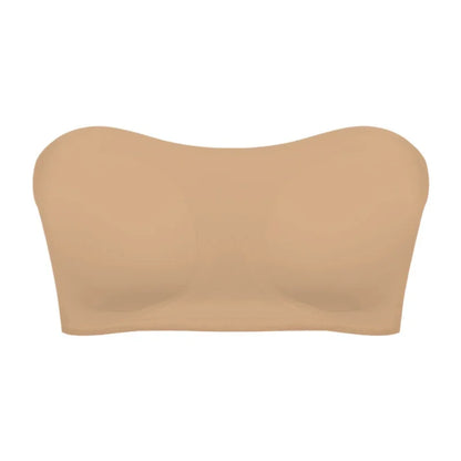 Soutien-gorge push-up sexy sans bretelles rembourré et amovible, sans coutures, en soie glacée, invisible, dos nu, antidérapant, épaules dénudées