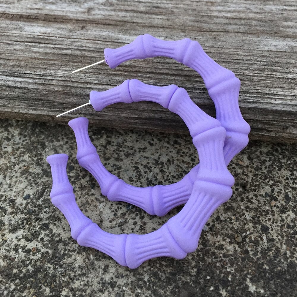 Boucles d'oreilles créoles Bambou nouvelle résine colorée