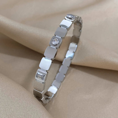 Bracelets tendance GoldGirly en acier inoxydable avec strass et zircone cubique pour femmes, couleur argent, bijoux